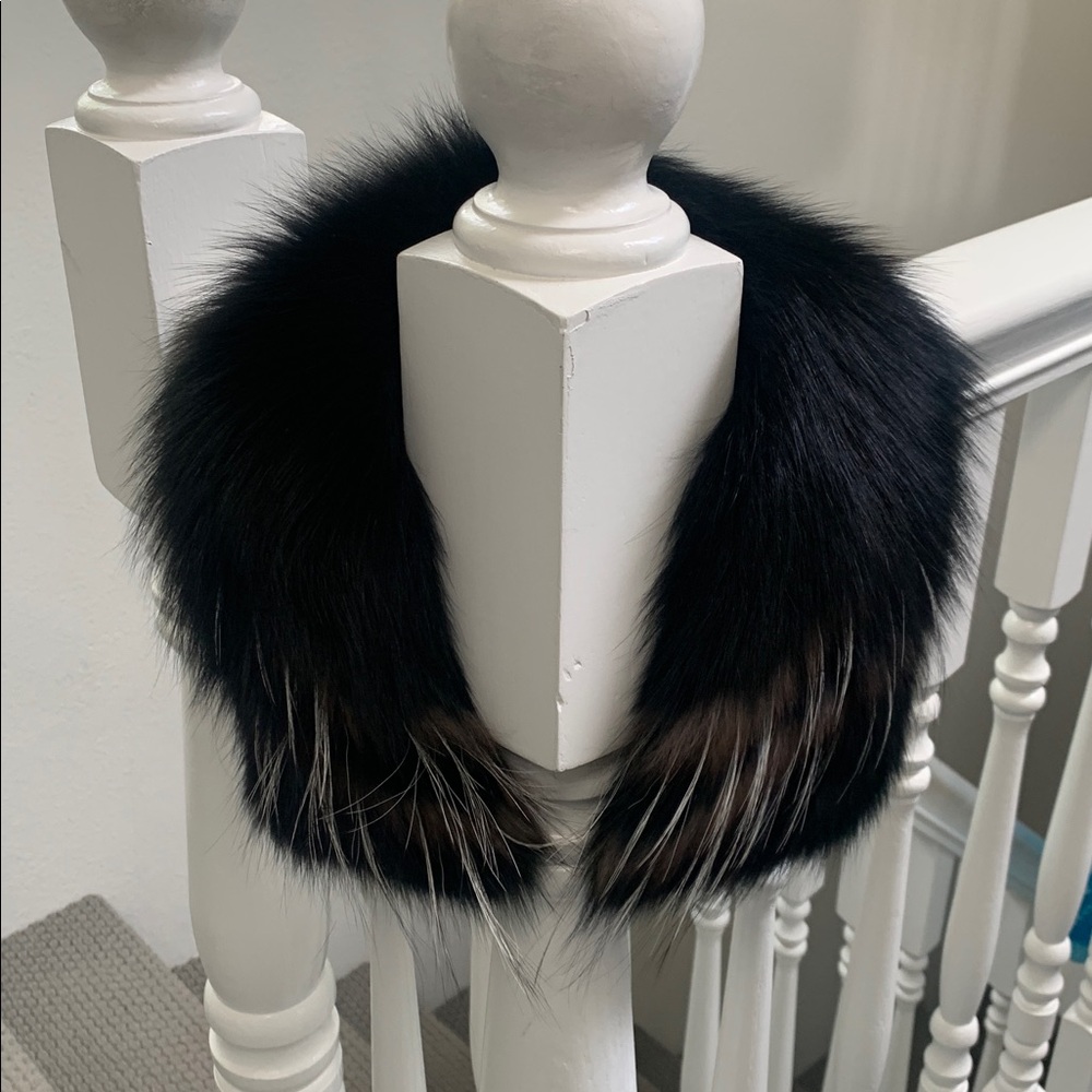 Faux Fur Collar Shawl Muffler Black